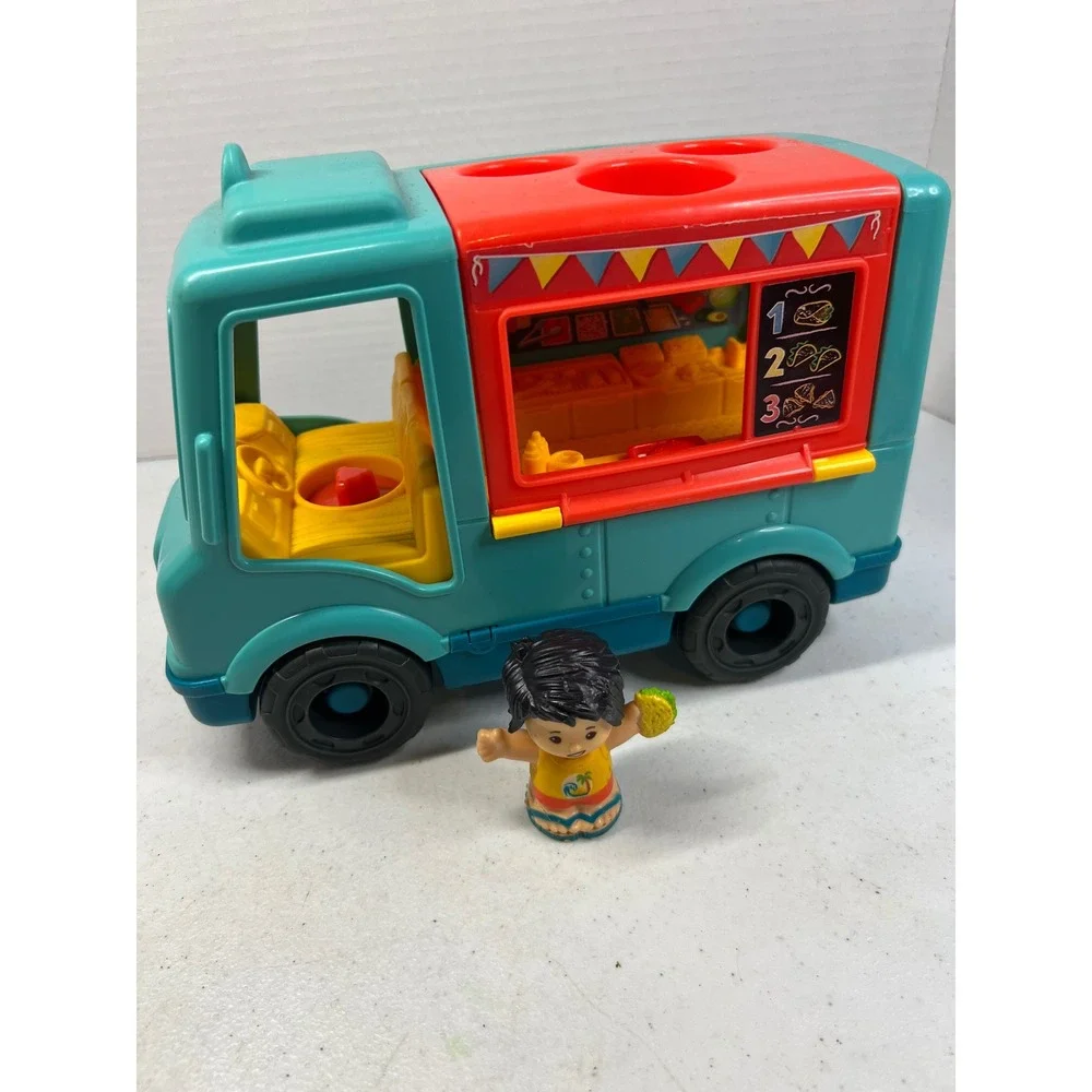 Fisher-Price Little People Serve It Up Food Truck Teal Red Sounds GGC93 Kids Toy